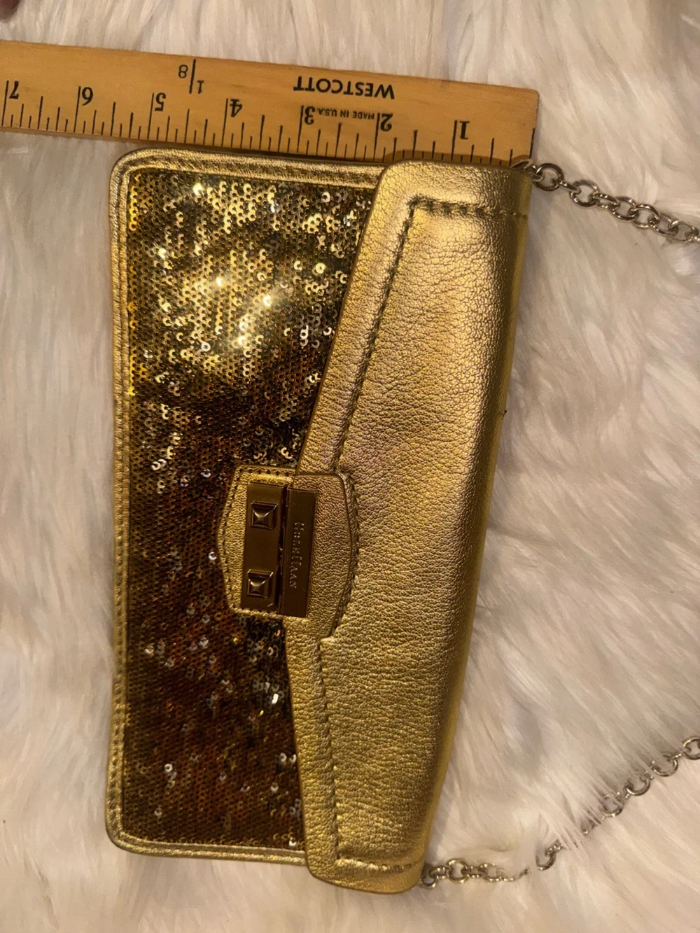Cole Haan Gold Metallic Chain Wallet-Clutch